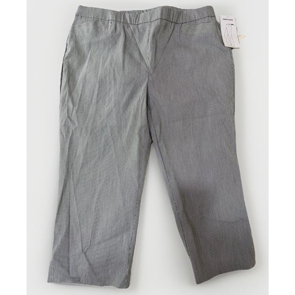 Prophecy Capri Grey Pants Comfort Waist Knit Straight Women L Sharpie Stain
